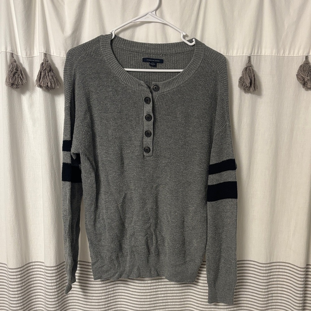 American Eagle Outfitters Gray Ribbed Sweater